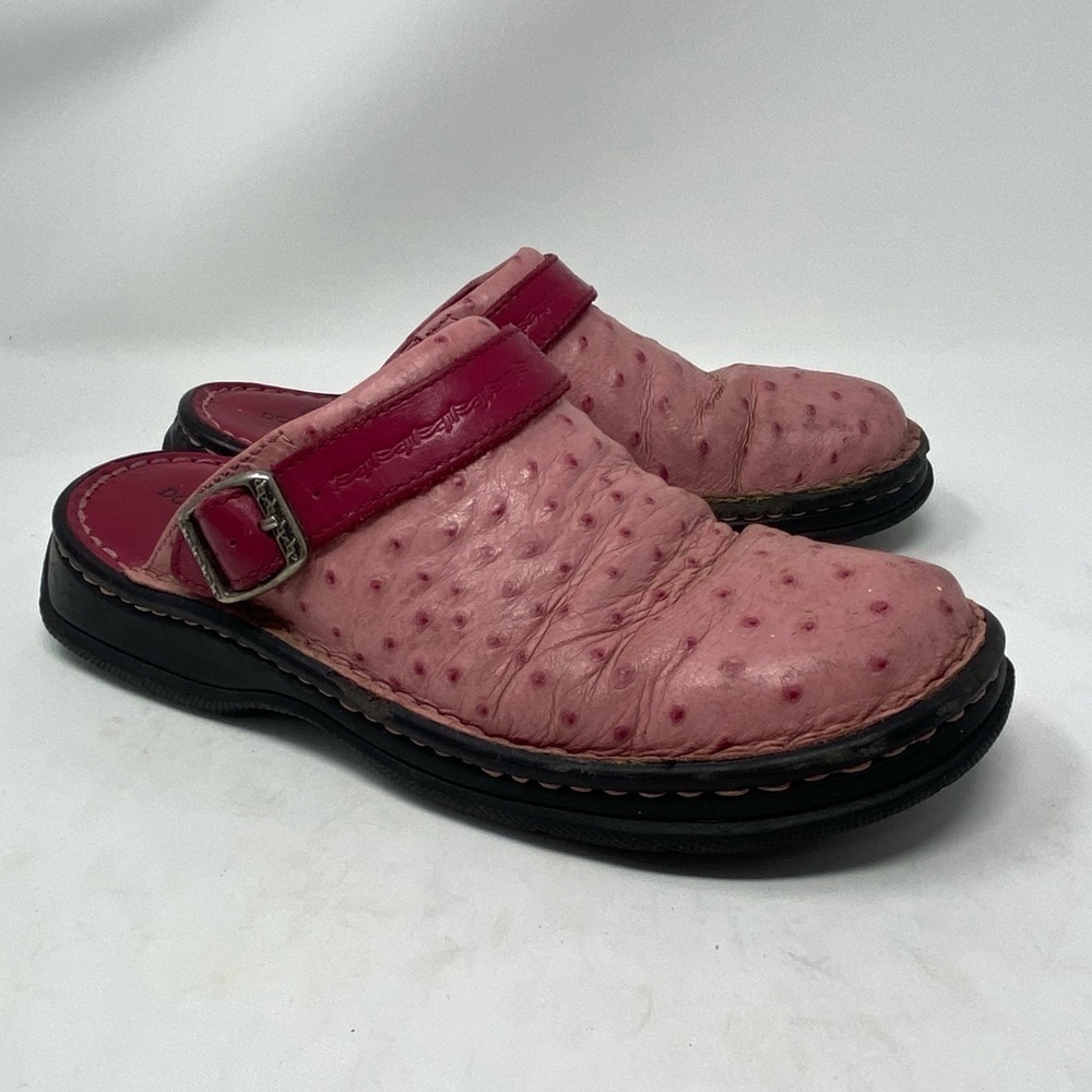 Double H Pink Leather Slide On Clogs - Picture 3 of 13